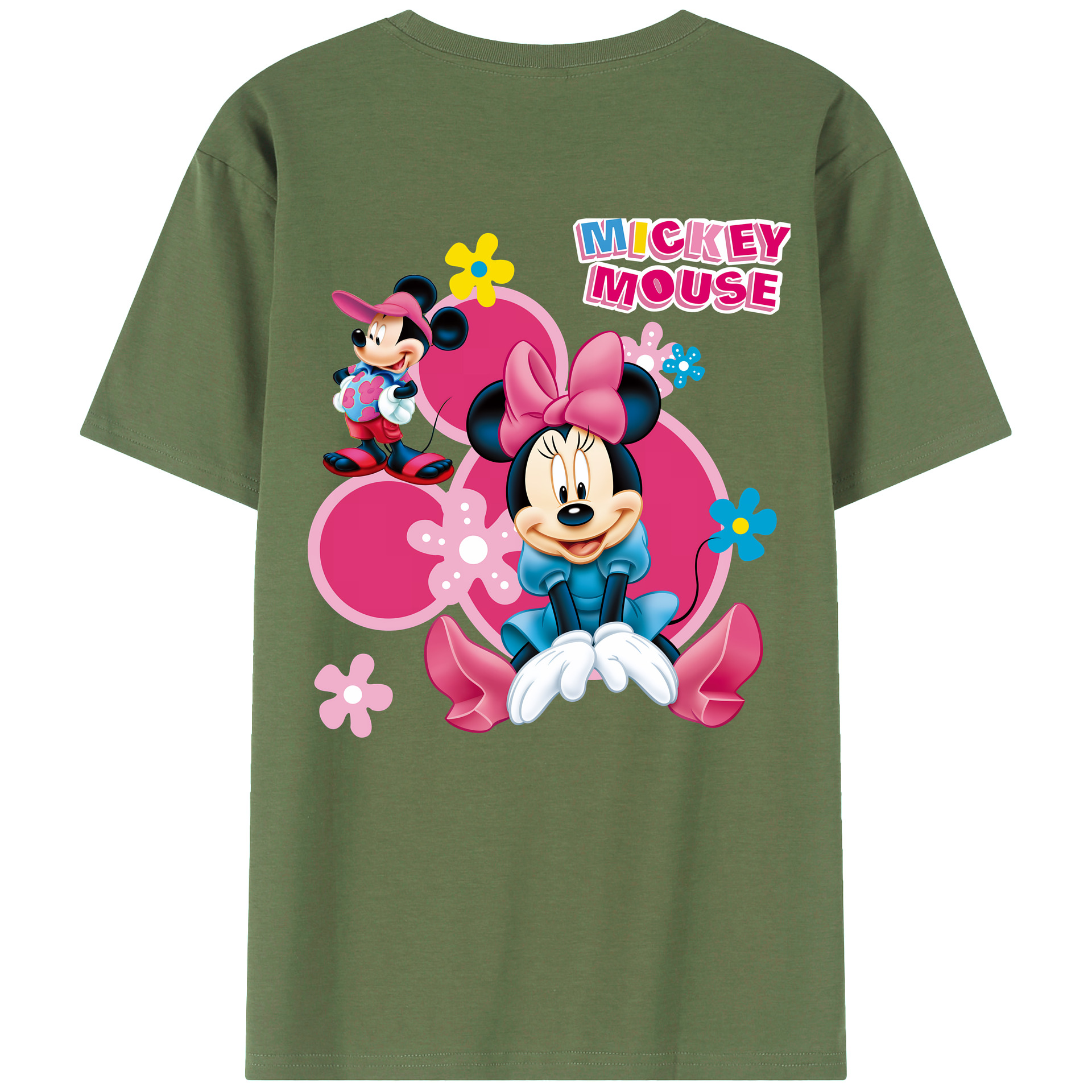 （画像用） ミッキーマウス Mickey Mouse 綿100％ メンズ半袖Tシャツ（バックプリント） 通気性